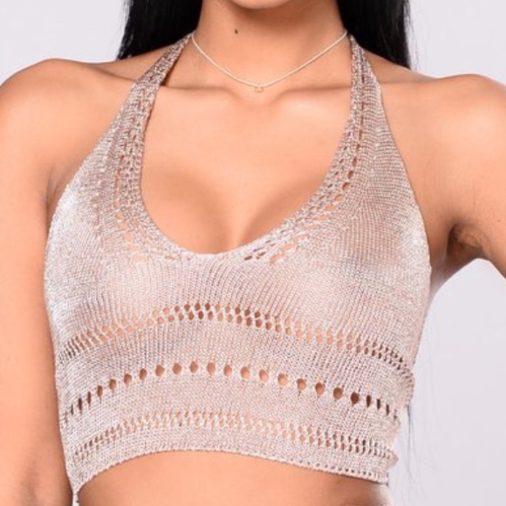 Rose Gold Halter Crop Top